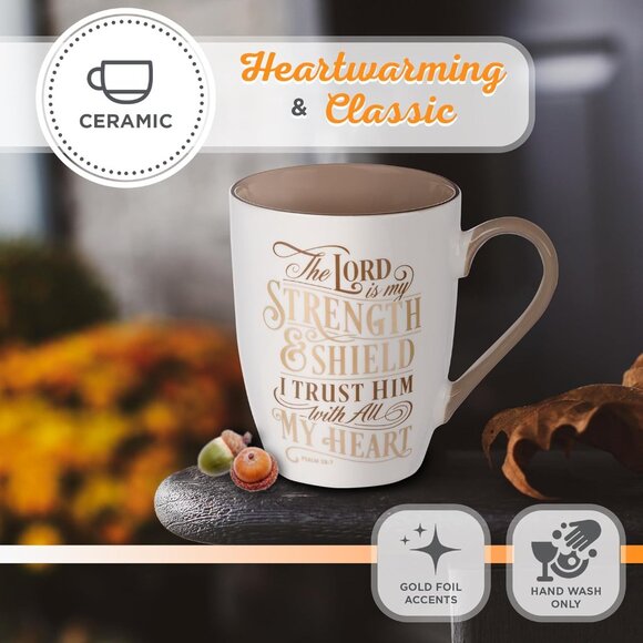 Caramel Brown Ceramic Coffee Mug – 12 oz. Lead and Cadmium-free Inspirational Sc - Picture 4 of 6